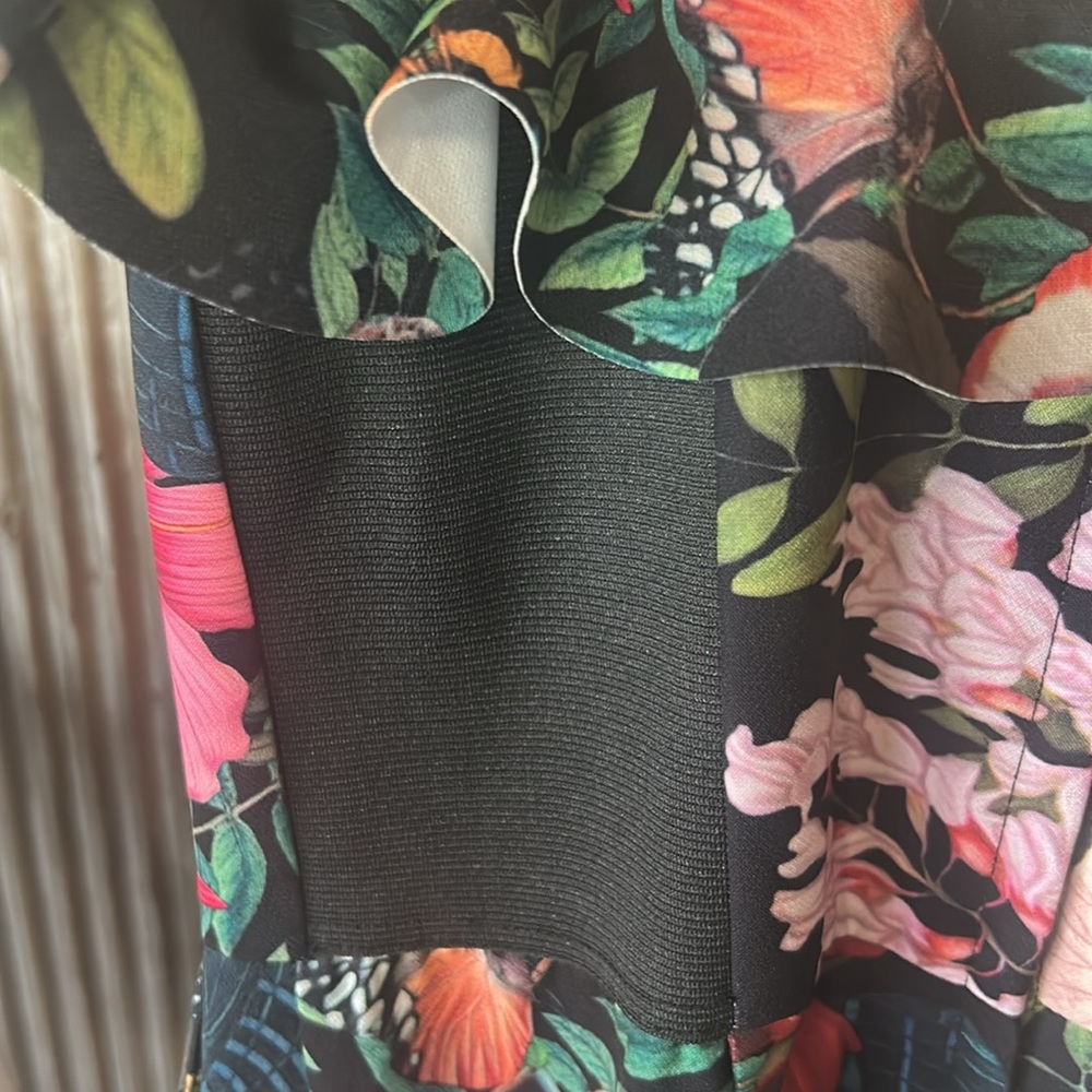 H&M Black Floral Jumpsuit with Spaghetti Straps and Ruffle - Picture 8 of 12